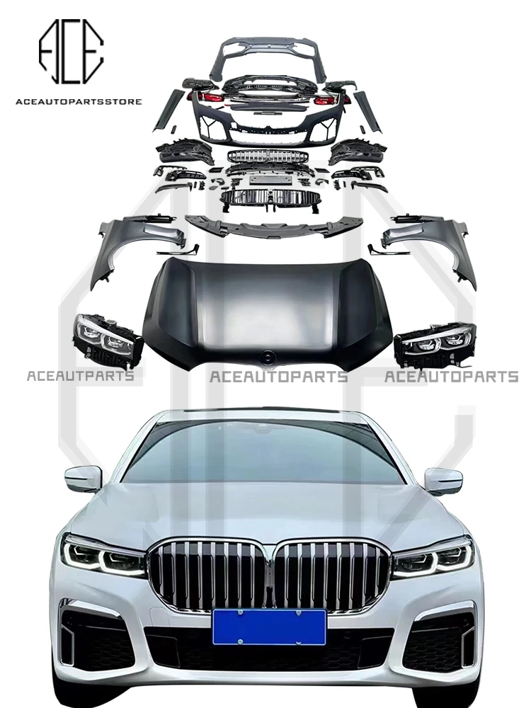 For 16-18 BMW G11 G12 730d 740i 740li 750i 750li Change to 19-21 M760li with Front+Rear Bumper+Grille+Lamp+Skirt+Hood body kit