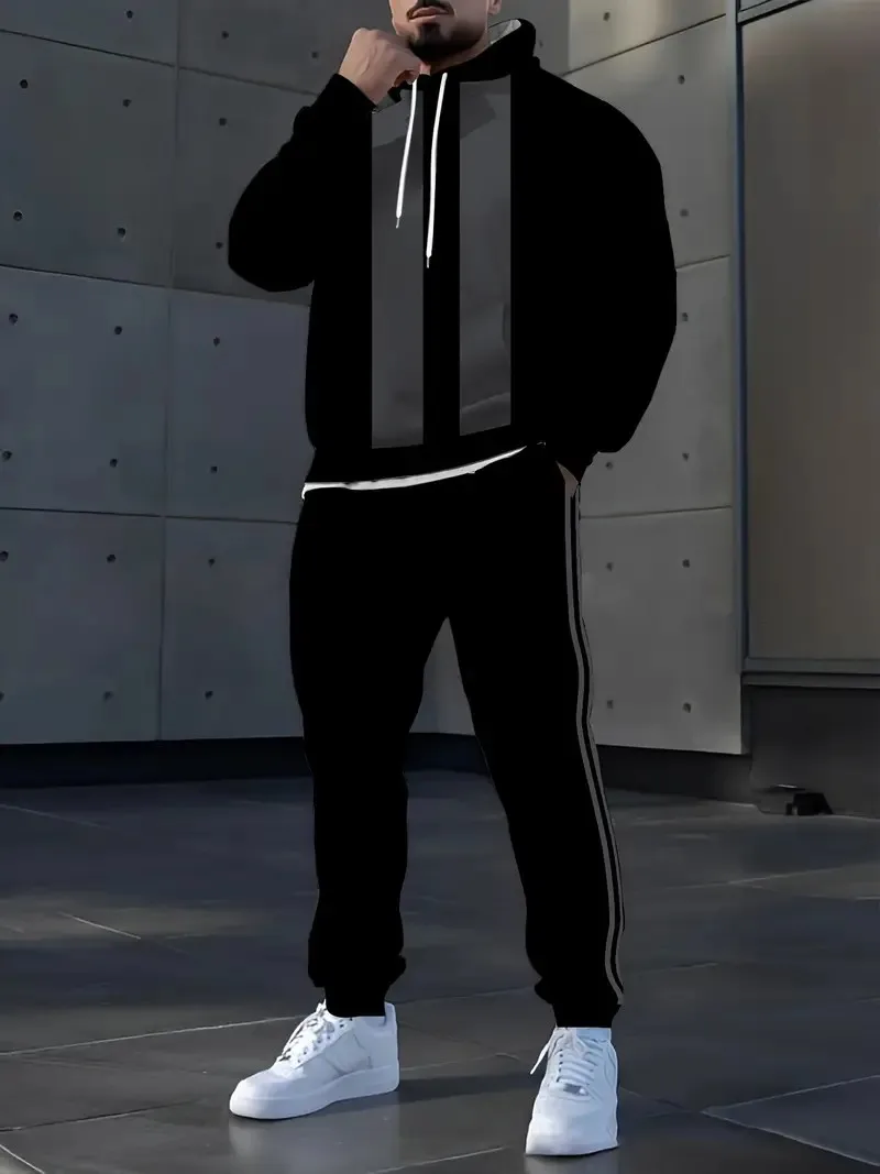 

The new men's hoodie set for Spring and Autumn 2025 features a casual fashionable soft and comfortable 3D pattern print