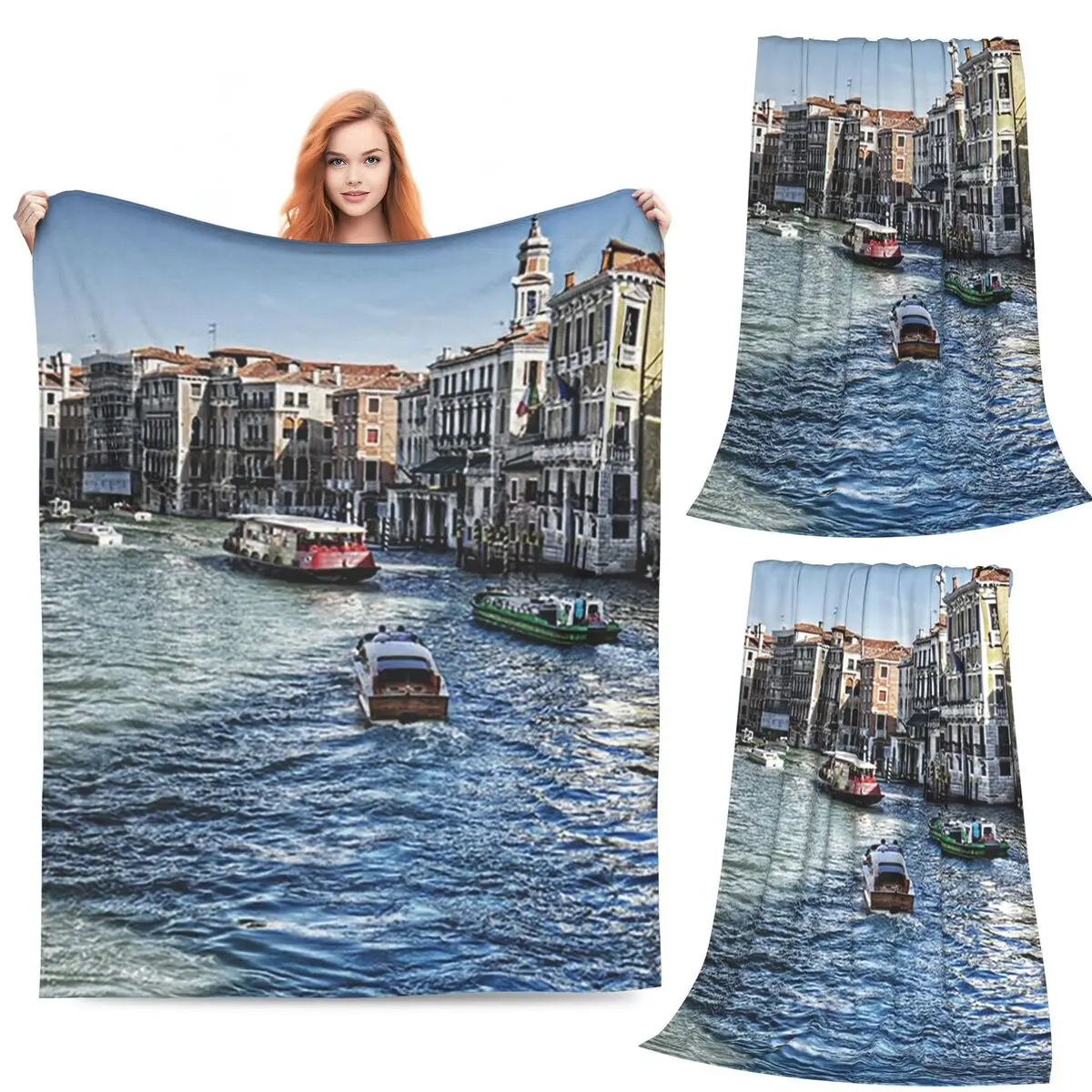 

North From The Rialto Bridge Venice Grand Canal Blankets Fleece Sofa Throw Blanket Super Soft for Home Bedroom Throws Bedspread