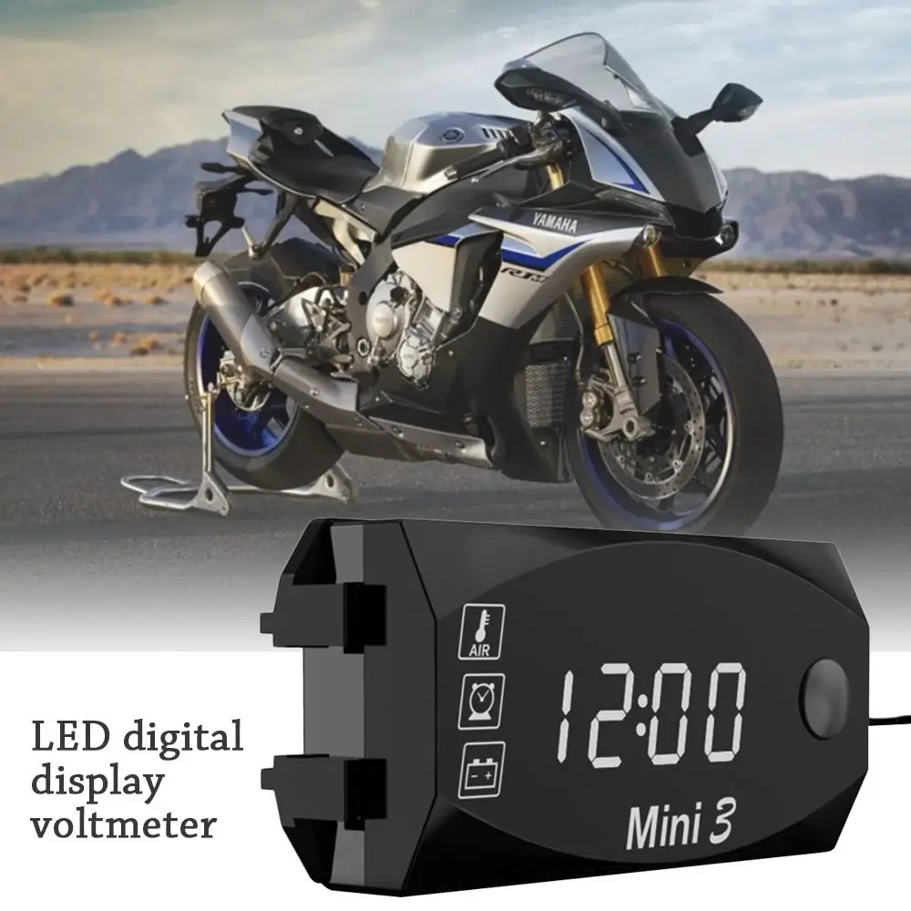 Multifunction Voltimetro Digital Time Clock Thermometer Voltmeter DC 12V 3 In 1 LED Display Motorcycle Scooter Car Boat IP67