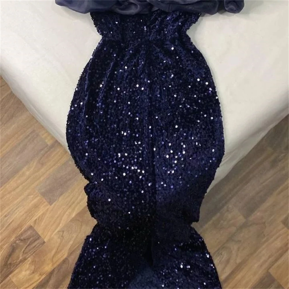 Customized Ball High Quality Off-the-shoulder Sheath Party Cocktail Sequin Fold S Prom Dresses Vestidos De Noche Elegantesparamu