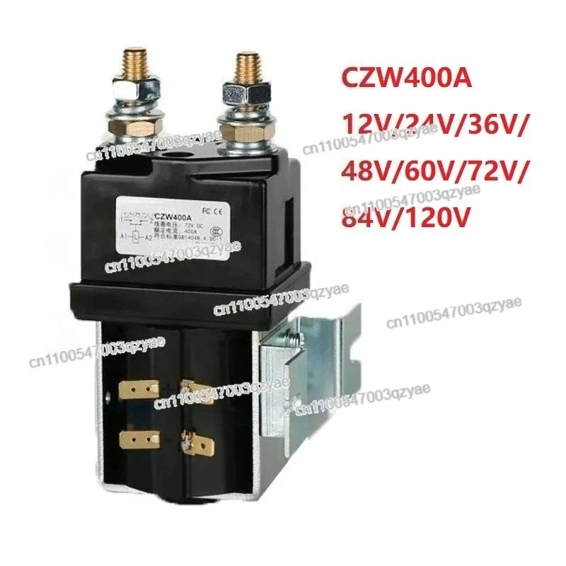 CZW400A DC Contactor for 1NO Relay 12V 24V 36V 48V 60V 72V 84V 120V 400A for Car Electric Forklift Trucks Ships Battery