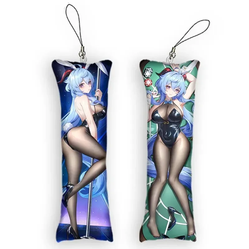 

New Pattern Anime Keychain Genshin Impact Ganyu Cartoon Mini Pendant Print Hanging Ornament Cute Otaku Small Body Pillow Pendant