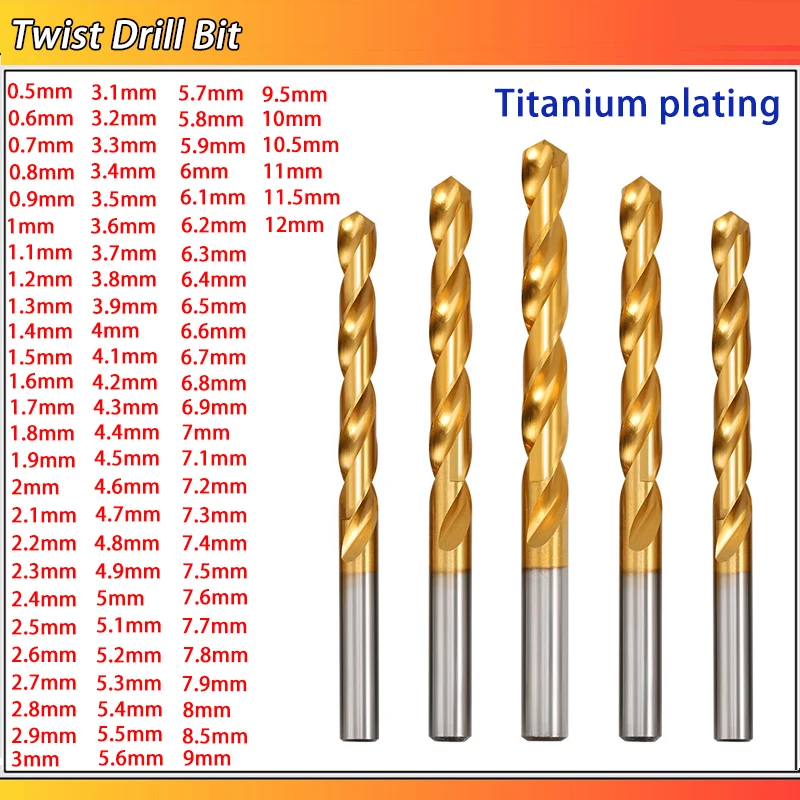 

1/2/4/5pcs Titanium Plated High-speed Steel Twist Drill Bit Titanium Drilling For Metal Stainless Steel Drilling