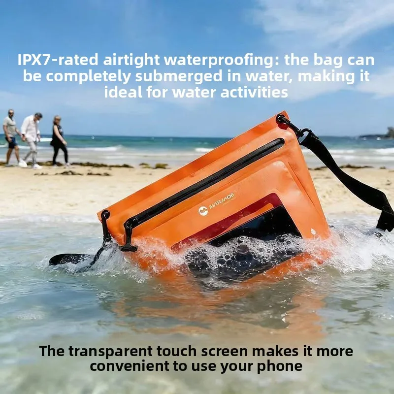 Outdoor travel shoulder bag with touchscreen, airtight design, suitable for water activities, waterproof phone pouch for the