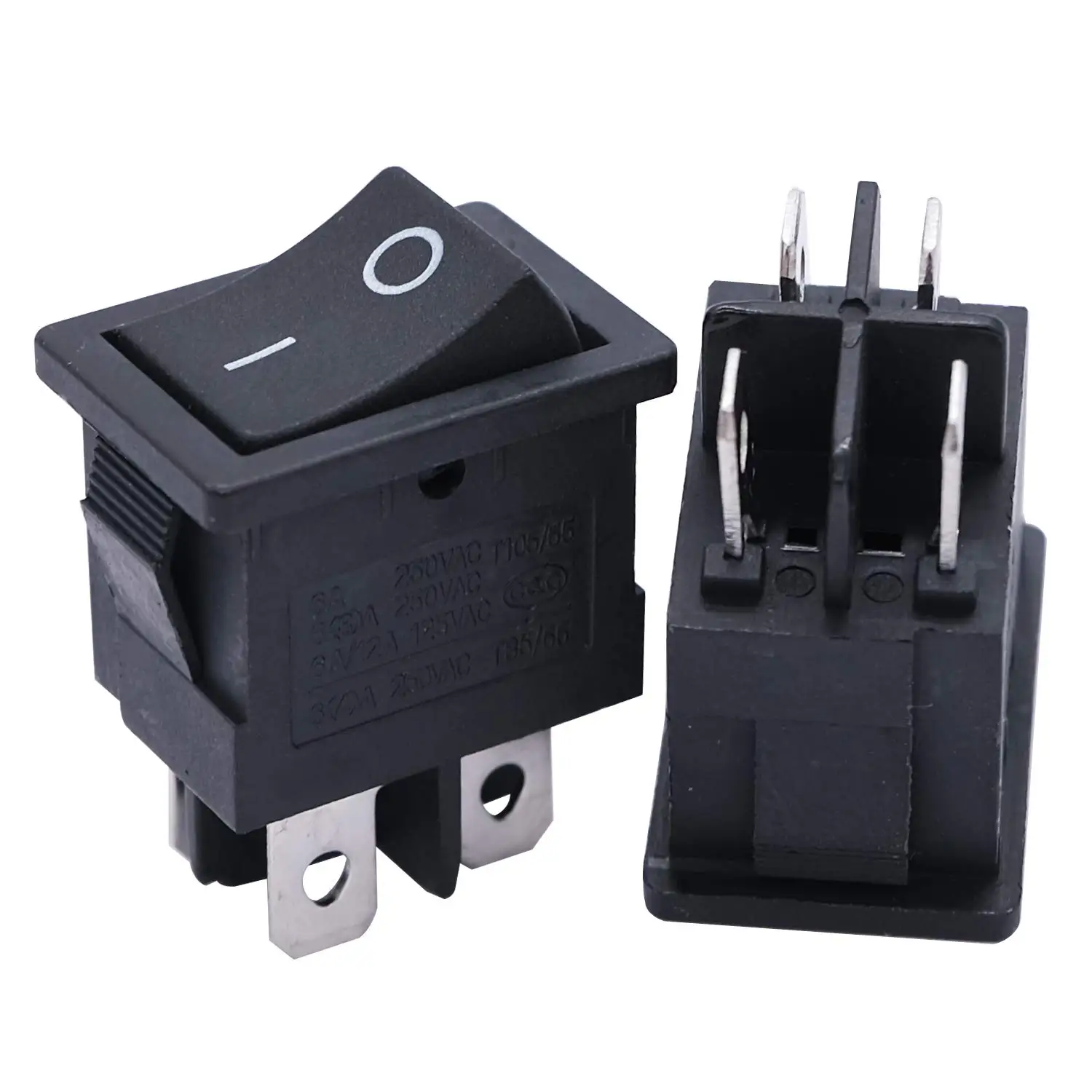 5PCS Mini Rocker Switch On Off 4 Pin 2 Position 10A 250V Black Boat Rocker Toggle Switch KCD1 SPST Snap-in Square Switches