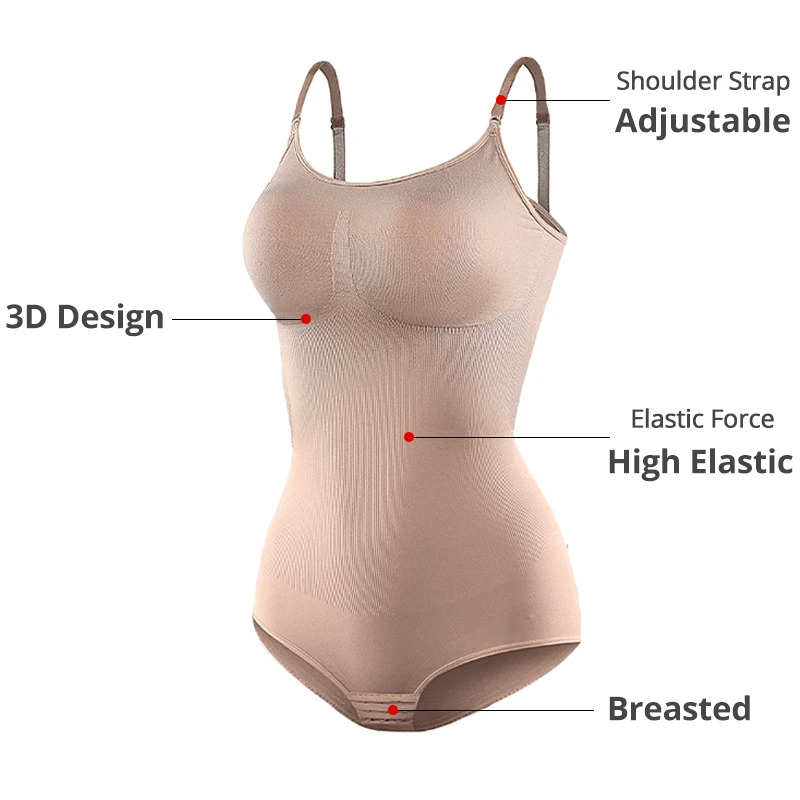 V Neck Spaghetti Strap Bodysuits Compression Body Suits Open Crotch Shapewear Slimming Body Shaper Smooth Out Bodysuit