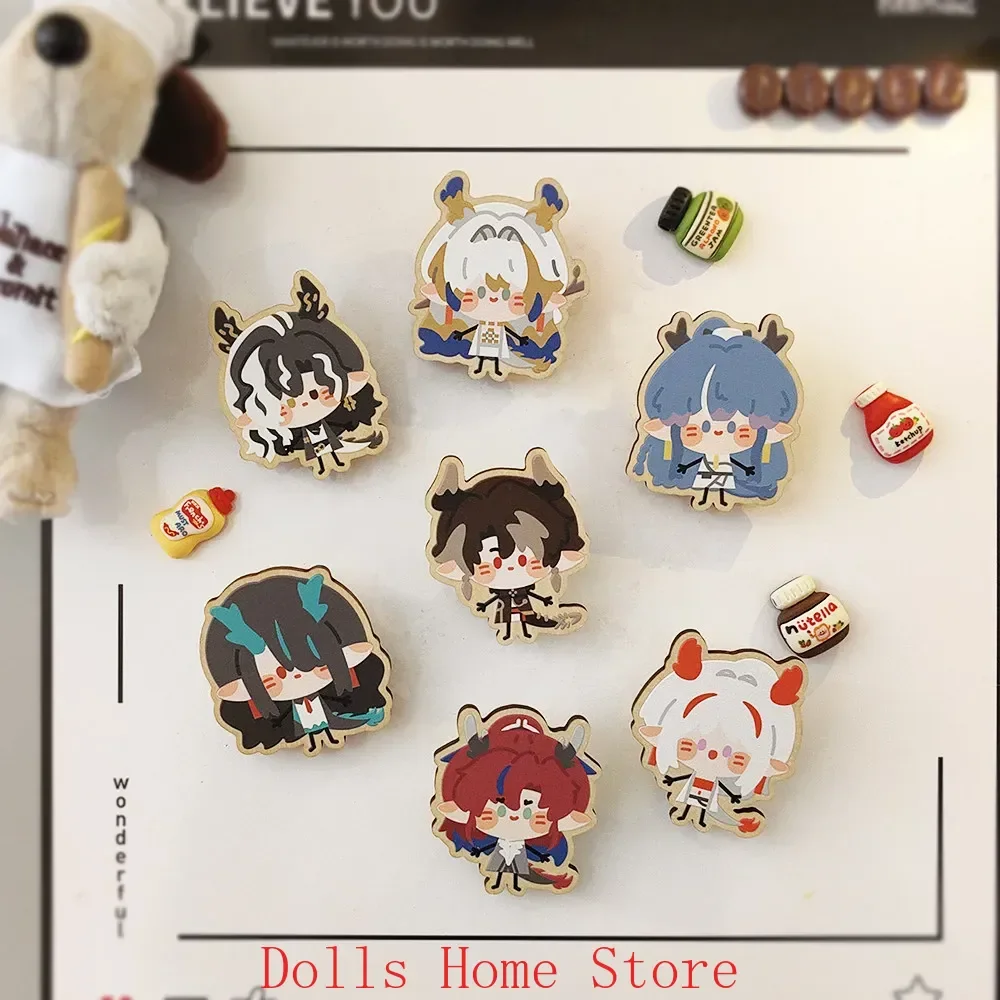Anime Arknights Nian Wang Dusk Yu Chongyue Ling Cartoon Cosplay Wood Fridge Magnet Cute Charm Stand Model Tabletop Xmas  Gift