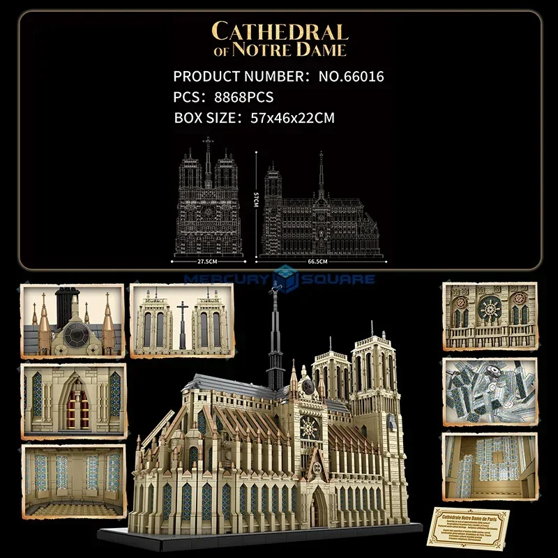 Notre Dame De Paris Frankreich Kirche Museum Europäische Wahrzeichen der Stadt Architektur Modell Bausteine MOC 66016 Ziegel Spielzeug Set Geschenk