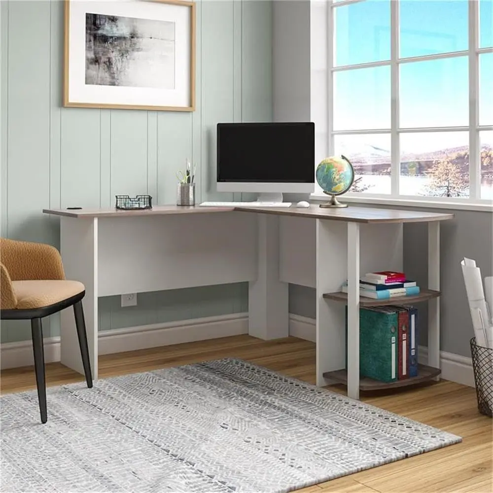 Dakota L-Desk with Bookshelves, White