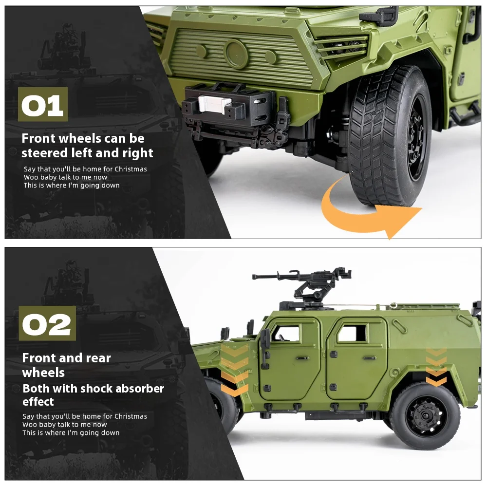 1:18 كبير دونغفنغ Mengshi سبيكة نموذج سيارة الحلي المدرعة على الطرق الوعرة مركبة عسكرية لعبة مجسمة الصبي هدية