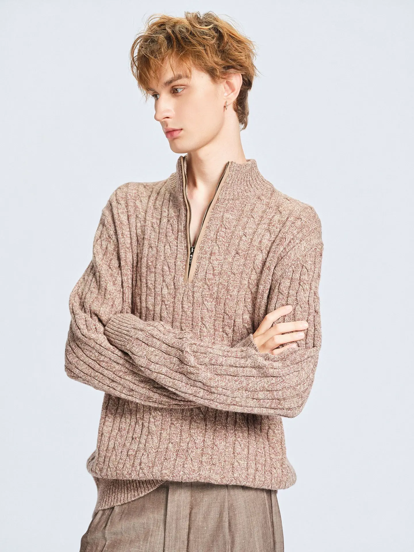 

Мужской шерстяной вязаный свитер Nonnod LP Series 00 с молнией, ретро-дизайн, повседневный, с высоким воротником, модная зимняя одежда