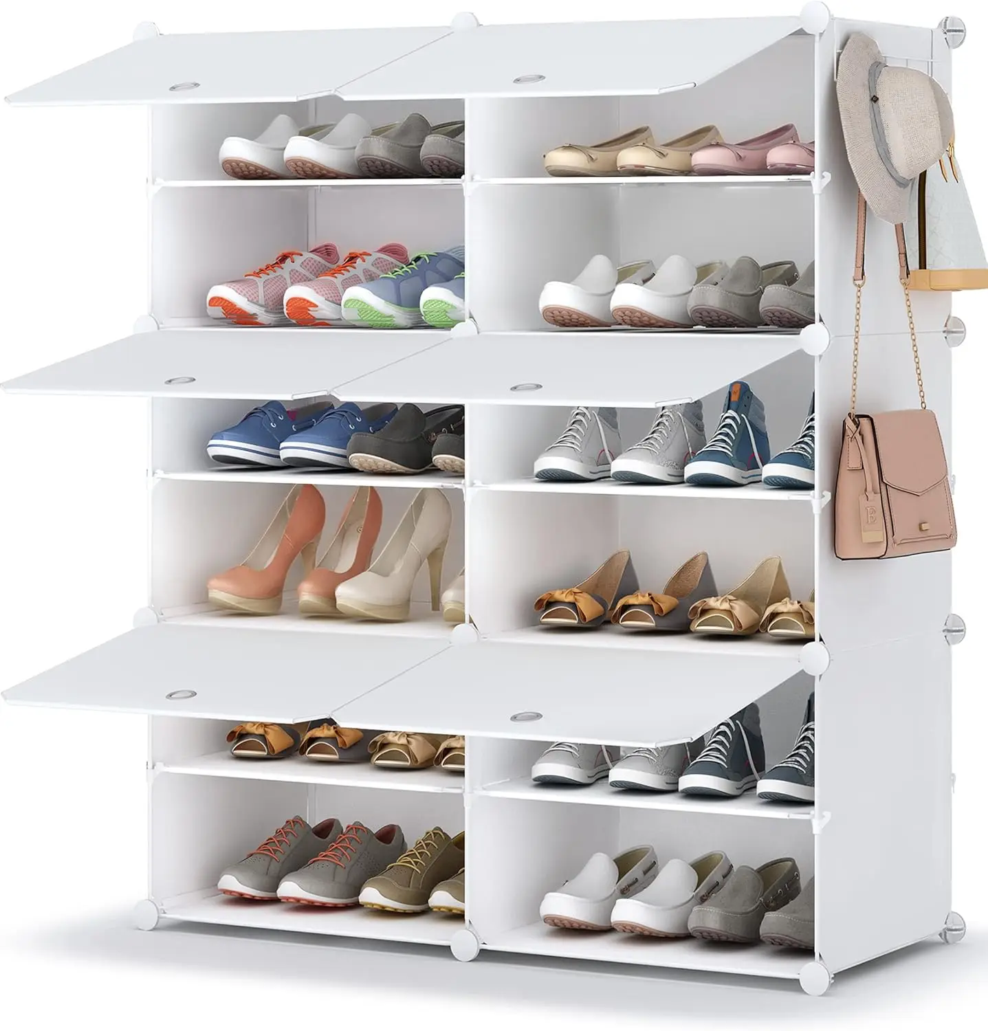 5 Tier Shoe Storage Cabinet 20 Pair Plastic Shoe Shelves Organizer for Closet Hallway Bedroom Entryway