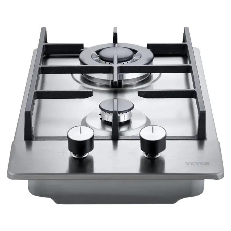 

Gas Cooktop 2 Burners Built In Stainless Steel Gas Stove Top Convertible Dual Fuel Natural Gas Hob With Thermocouple Protection