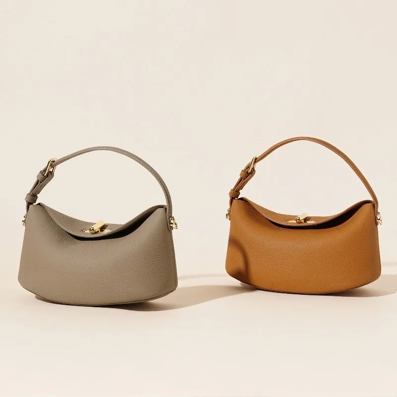 

Spring New Women's Top Grain Cowhide Shoulder Bag Simple All-Match Fashion Versatile Crossbody Bag Casual Daily Commute Handbag