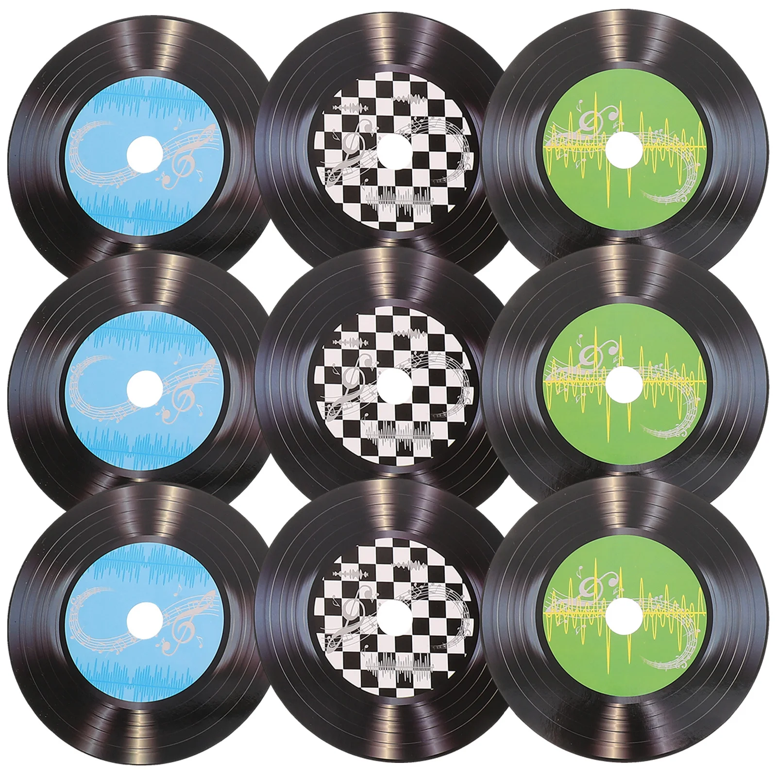 

9pcs Black Vinyl Record Wall Decor Wood Records For Room Party Decoration Retro Music Theme Home Aesthetic Sign