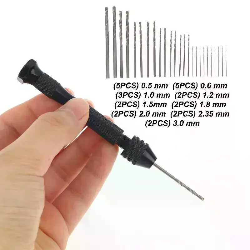 26Pcs Fine Drilling Hand Drill Bits High Speed Steel Portable Mini Twist Drill Kit for DIY Craft Jewelry Model Making