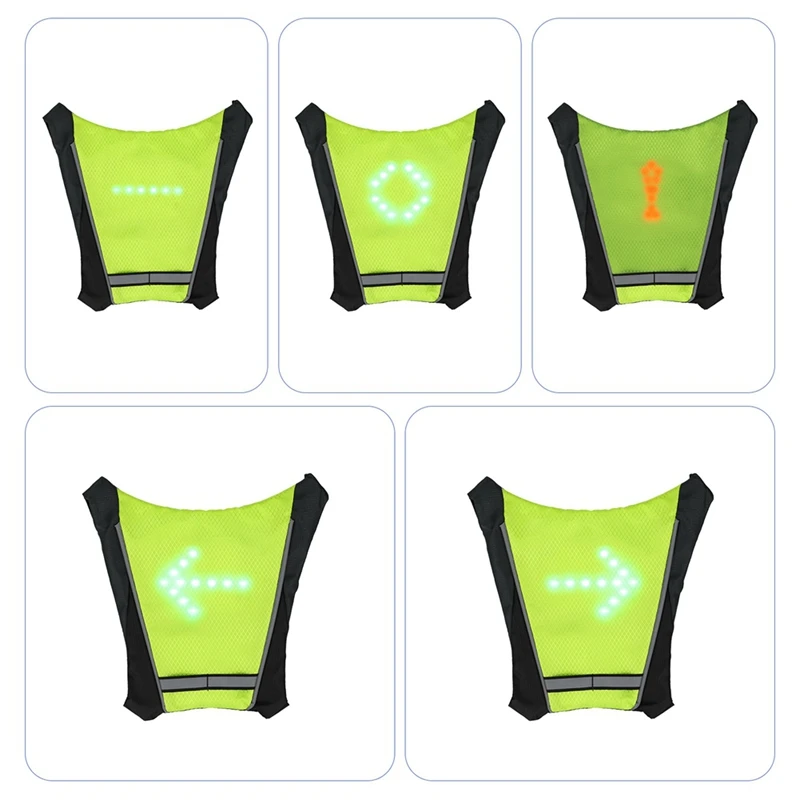 New-Bicycle Wireless Remote Control LED Turn Signal Vest Bicycle Guide Light Vest Reflective Luminous Safety Warning Vest