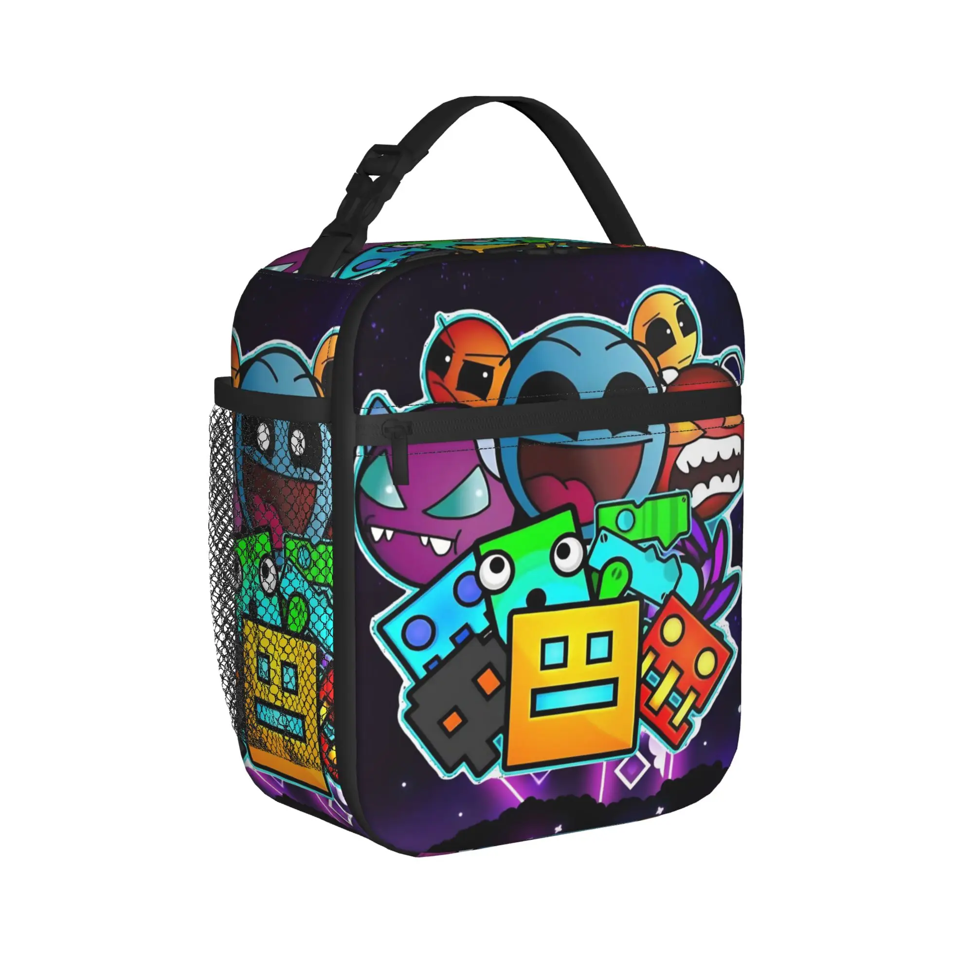 Geometry Dash Games Accessories Insulated Lunch Bags For Work  Storage Food Boxes Reusable Thermal Cooler Lunch Boxes