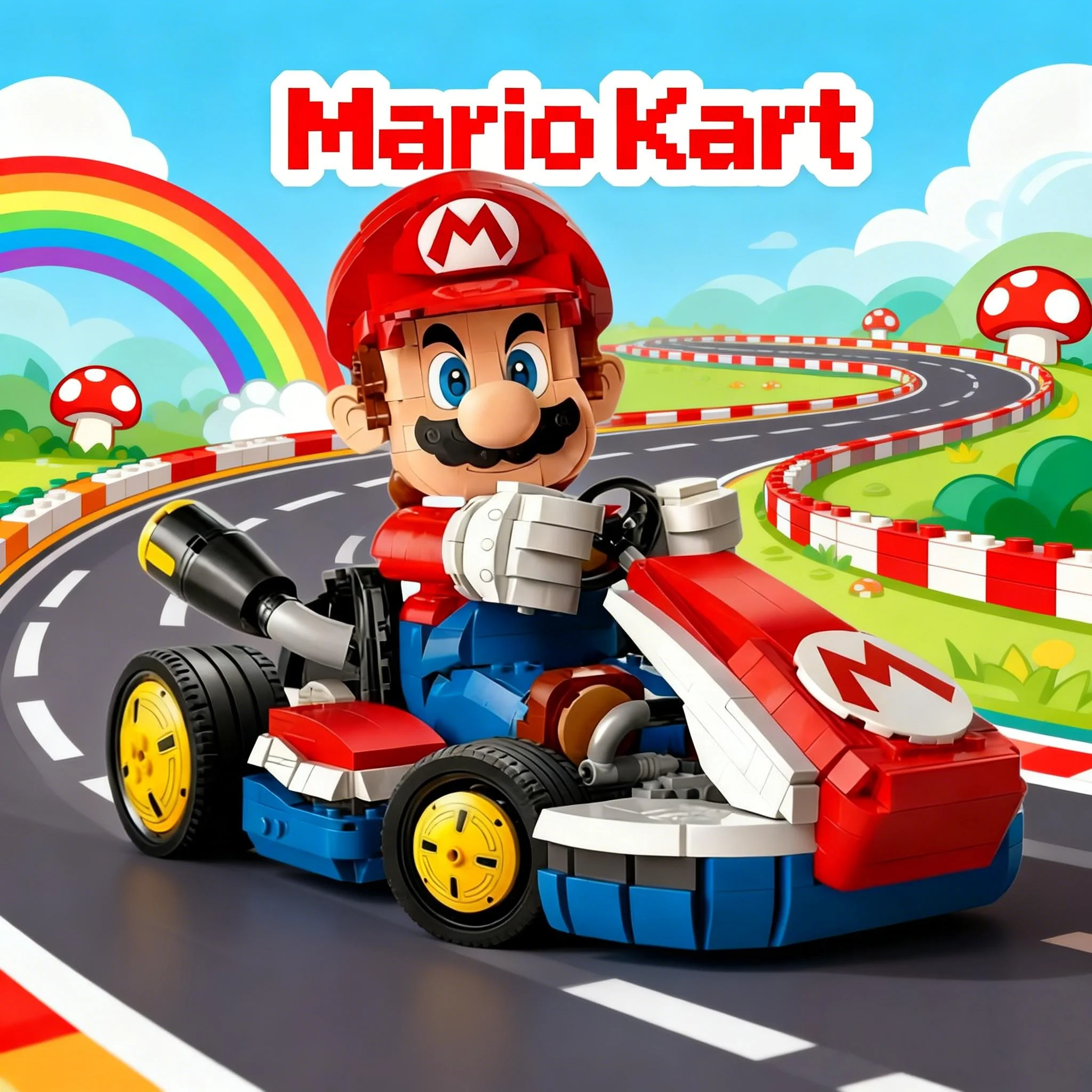 

Классический мультяшный конструктор 1972 детали: креативная сборная модель гоночного автомобиля-карта, совместимая с 72037, игрушка, подарок на день рождения