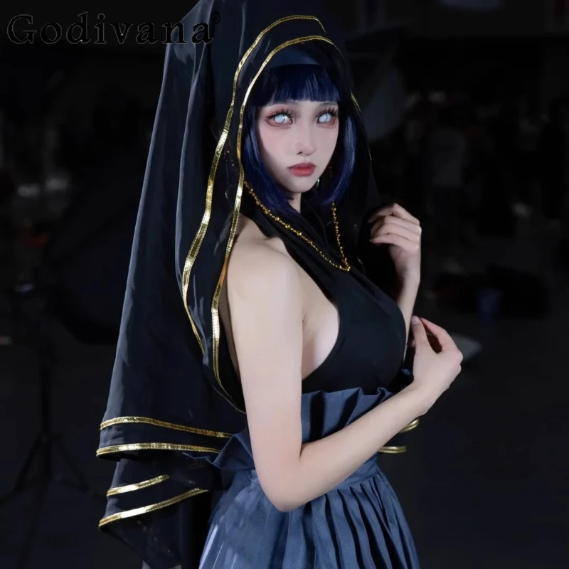 

Hinata Cosplay Full Set for Women Costume Black Wedding Version Anime Dress Set Female Hunter Official Action Dress Suit