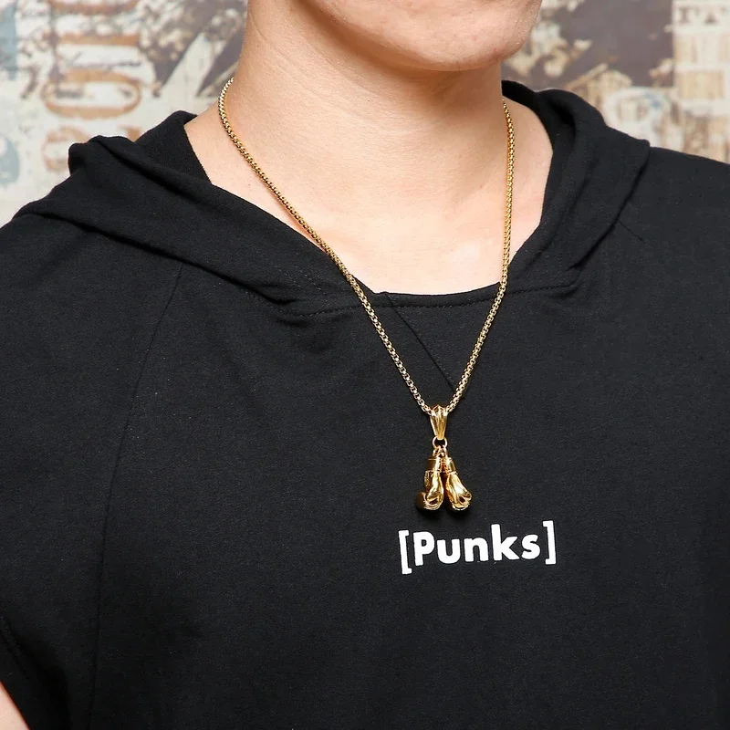 Boxing Glove Pendant Necklace for Men Made of Premium 304 Stainless Steel Hypoallergenic Durable Jewelry