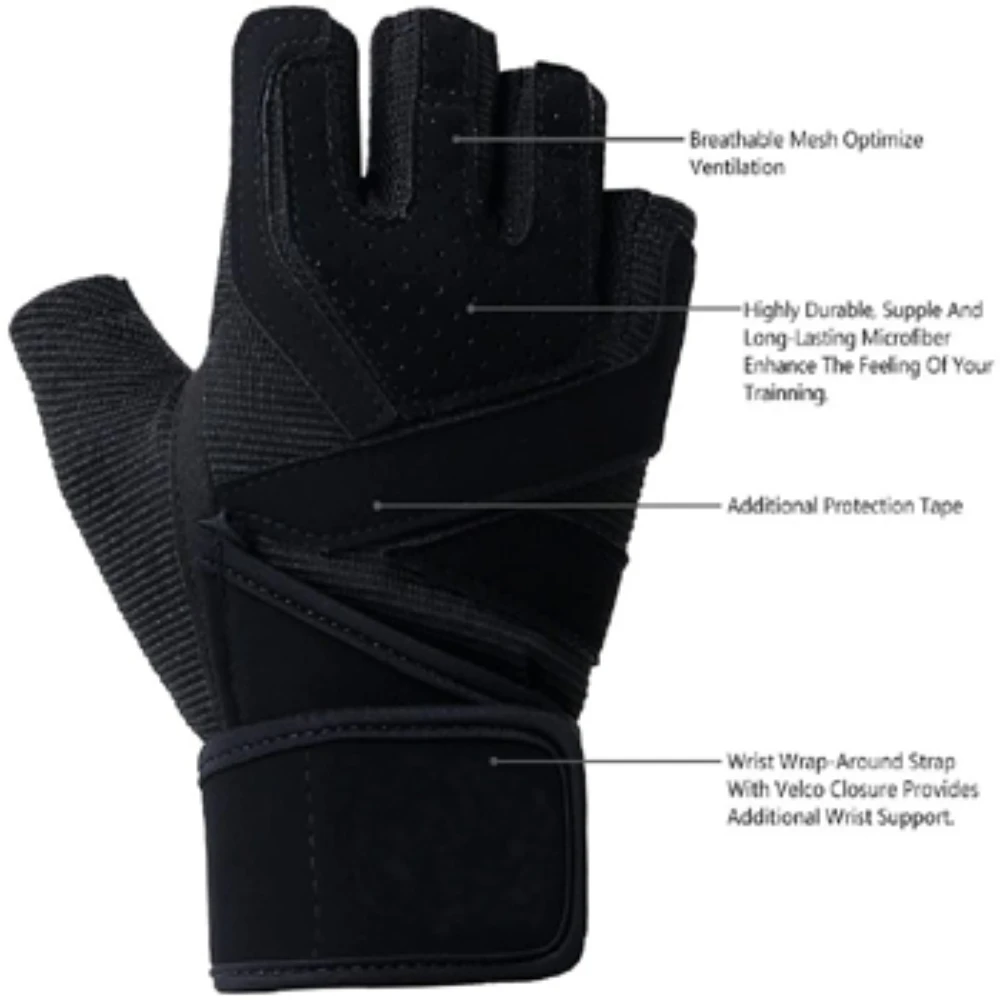 1 Pair Sports Gym Weight Lifting Gloves Exercise Workout Fitness Weightlifting Gloves for Women Men Bodybuilding Palm Protection