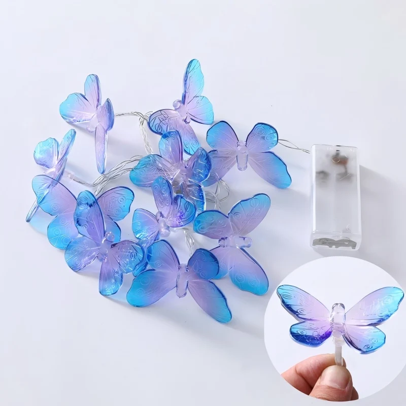 1.5M 10LED Butterfly Lights String Battery Outdoor Fairy Night Lamp Room Garland Curtain Girls Brithday Wedding Party Decoration