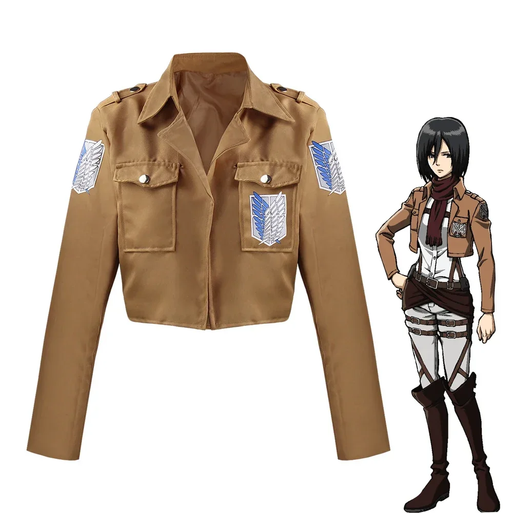 Anime Attack on Titan Scout Regiment Eren Jaeger Mikasa Ackerman Jacket Cosplay Costume Wings of Liberty Coat Halloween Costume