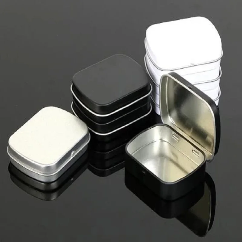 

400pcs/lot Wholesale small size hinge tin box square tin silver tin gift box sealing plain tin box