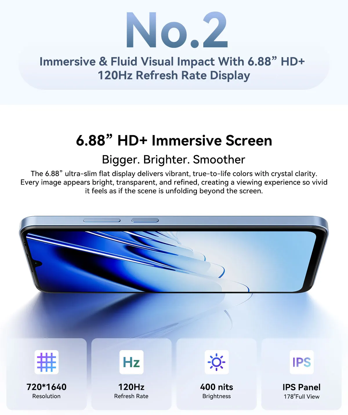 Blackview WAVE 10 Smartphone 6.88 HD+ 120Hz IPS Display Octa-Core 8GB 256GB 32Mp Camera 5000mAh 3 Card Slot Android 16 Cellphone