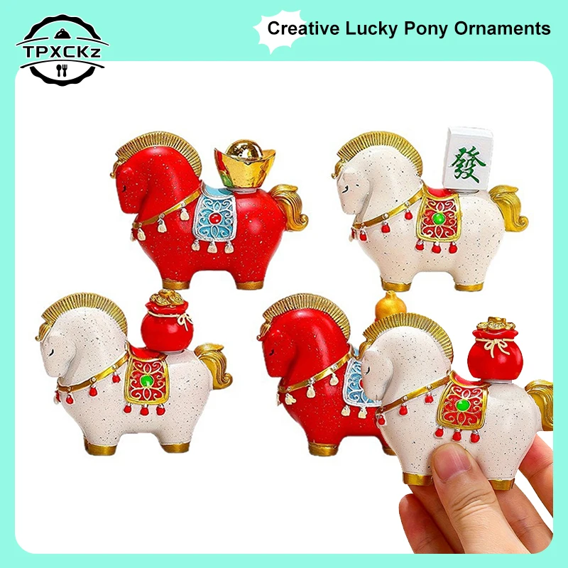 1pc Sternzeichen Pferd Zurück Glück Tasche Barren Drehbare Ornamente Hause Dekoration Chinesische Mond Neue Jahr Dekoration Büro Desktop Decor