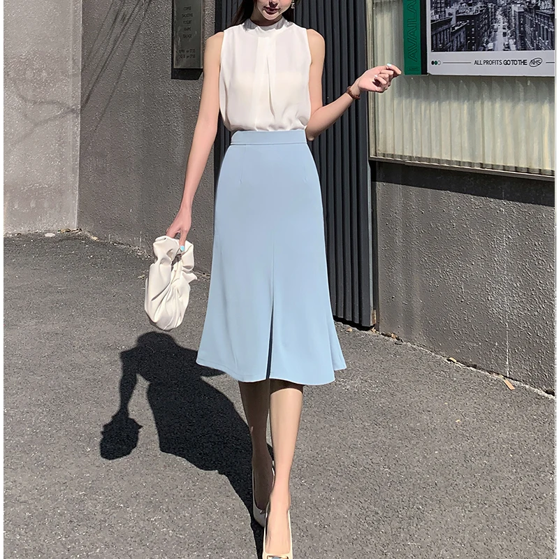 

Chiffon Package Hip Skirt Design Sense Niche 2022 New Fashion Commuter Temperament Mid-length Temperament Fishtail Skirt