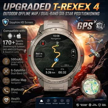 Smartwatch 2026 Nowy, terenowy, precyzyjny GPS, mapy offline, sporty outdoorowe, wbudowany kompas GPS, wodoodporność 5ATM, połączenia BT, zegarki męskie.
