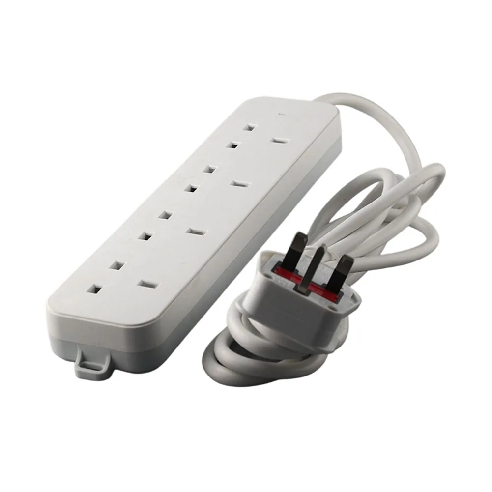 UK Standard 3-Socket Power Strip Extender with Flame Retardant Housing Rotatable Positioning and 13A Fuse Protection