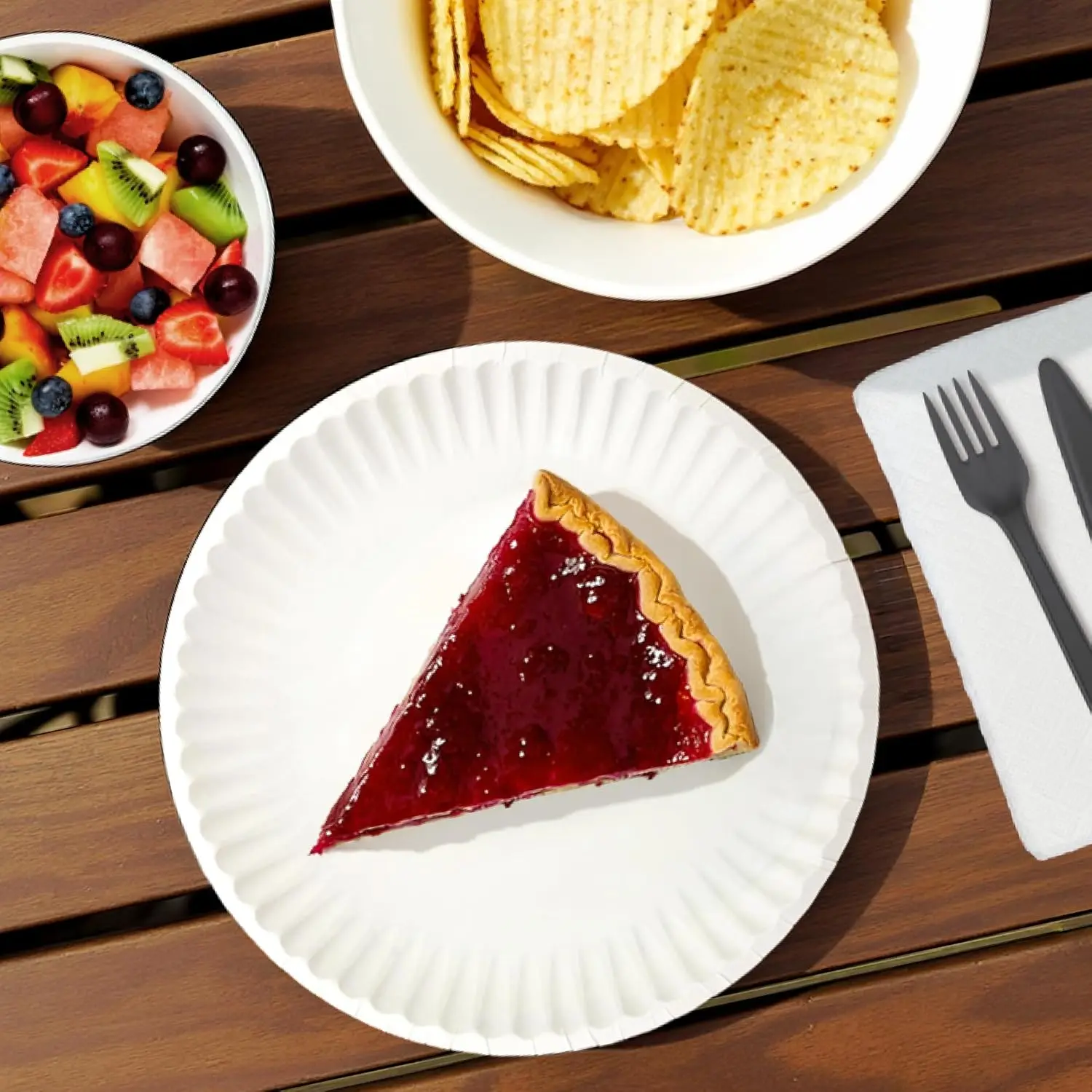 9 Uncoated White Paper Plates, Microwave Safe, 100 Count Bulk for Party and Daily Use