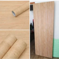 Yellow Oak Imitation Wood Waterproof Wallpaper Removable Wall Sticker Self-adhesive Cabinet Decoration