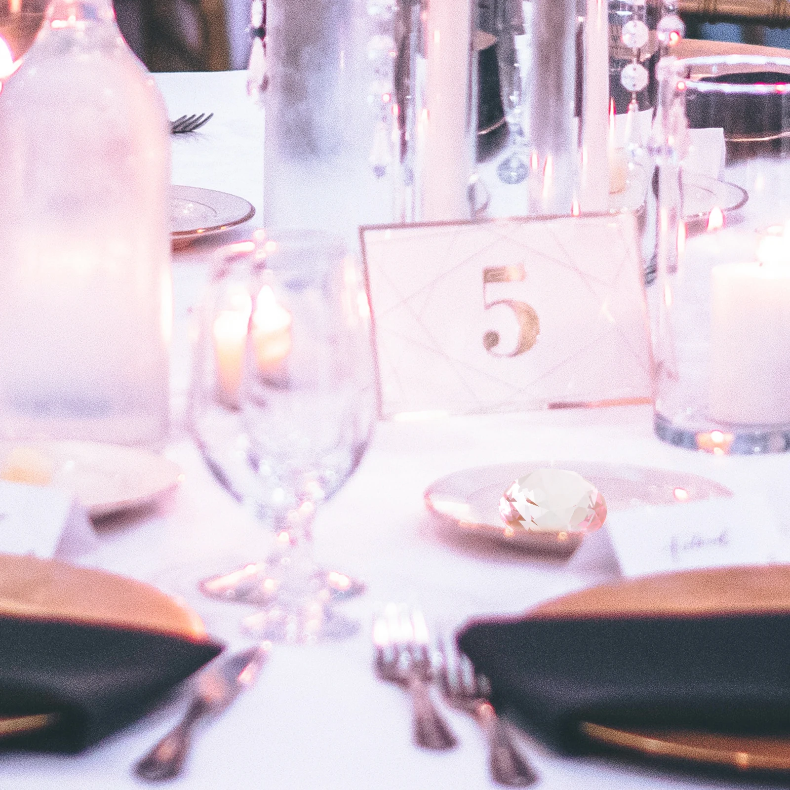 2 ชิ้น คริสตัลประดับเพชรเทียมสีชมพู ขนาด 60 มม. ประดับตกแต่งงานแต่งงาน งานปาร์ตี้ ตกแต่งบ้าน สร้างบรรยากาศโรแมนติก