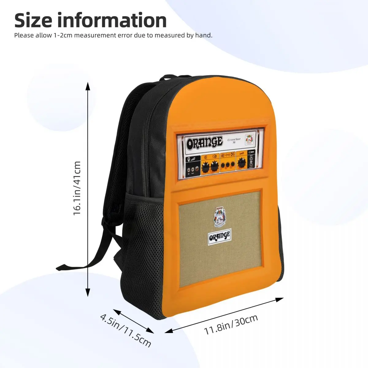 Orange Color Amp Amplifier Backpack Daypack Large Capacity Children BookBag School Bag Shoulder Bags for Men Women