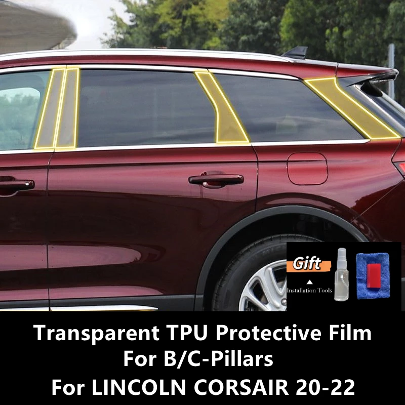 

For LINCOLN CORSAIR 20-22 B/C-Pillars Transparent TPU Protective Film Anti-scratch Repair Film Accessories Refit