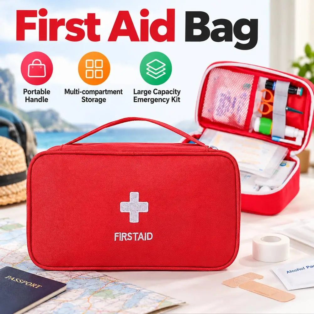 Portable Travel First Aid Kit - Outdoor Emergency Medical Storage Bag Family Dormitory Epidemic Prevention Health Kit
