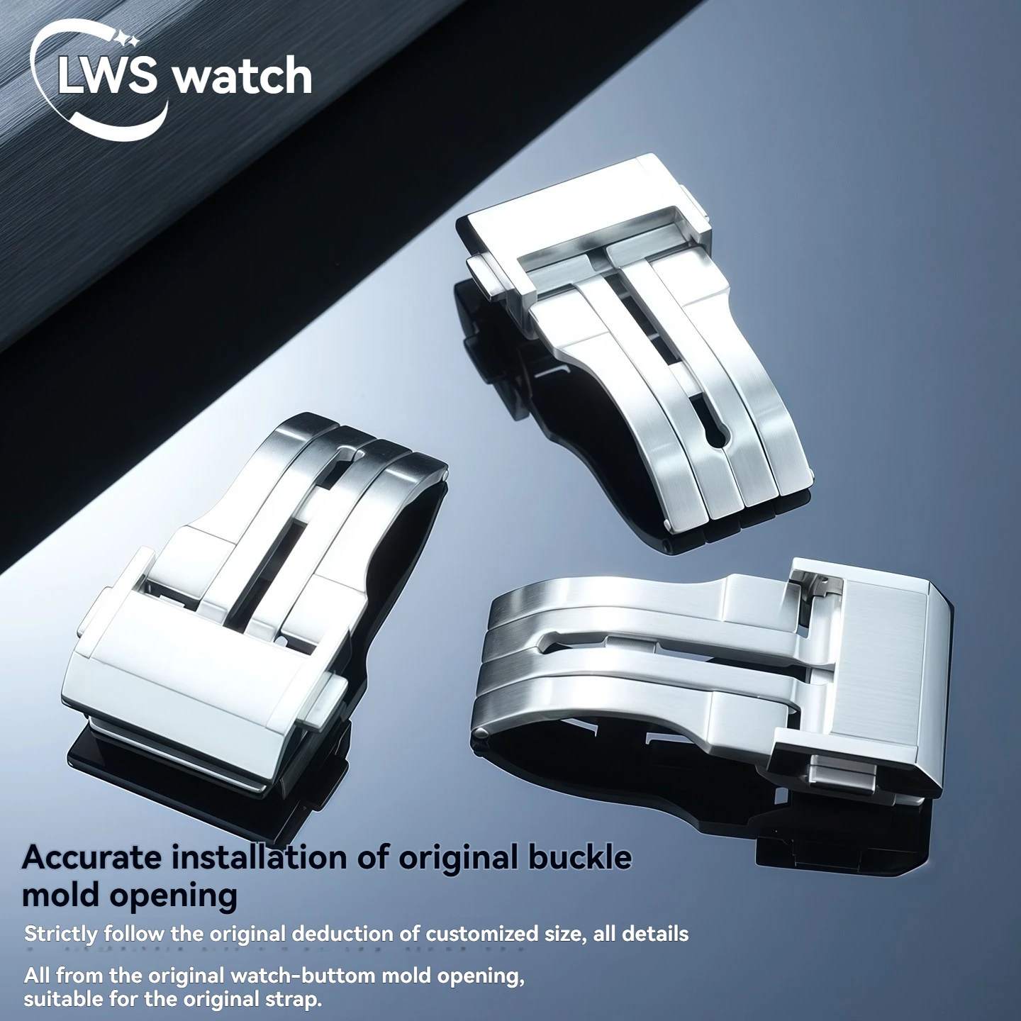18mm Solid Stainless Steel Folding Buckle, custom-made as a replacement for Bell & Ross BR05 and BRX5 series men's watches