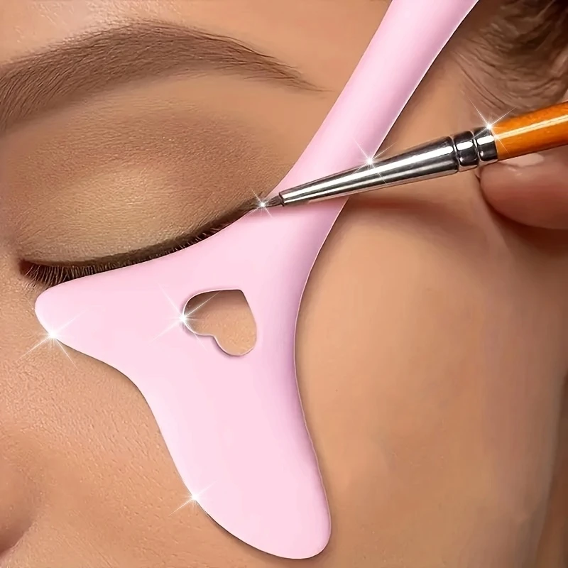 1 ピンクのメイクアップガイド - 多機能のハート型アイライナー・リップスティックテンプレート、初心者向けの迅速かつ簡単な塗布ツール