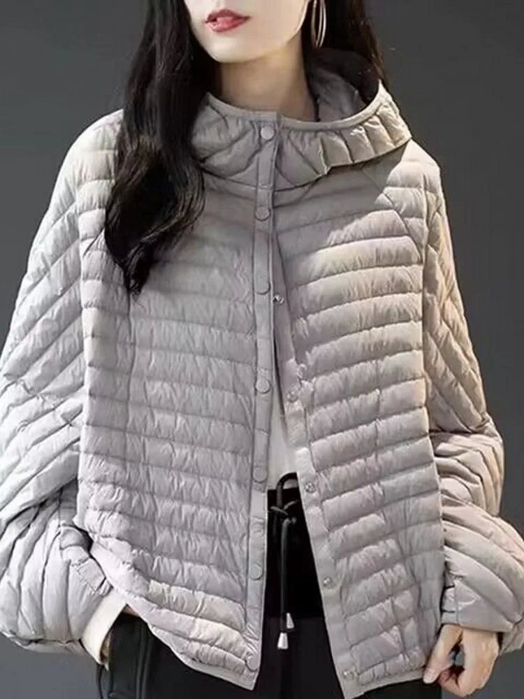 2023 New Winter Women 90% White Duck Down Coat Casual Light Puffer Jacket Female Short Single Breasted Warm Parkers