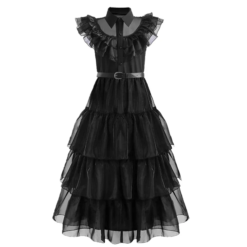 Wednesday Addams Cosplay For Girl Costume 2023 New Vestidos For Kids Party Dresses Carnival Easter Halloween Christma 5-14 Years