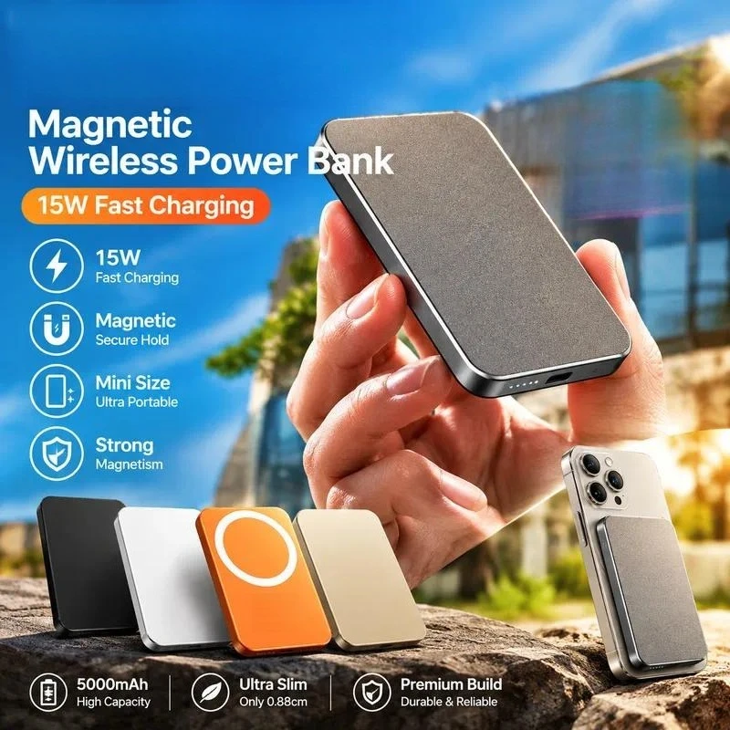 Magnetic Wireless Power Bank Ultra Thin Fast Charging Portable Charger