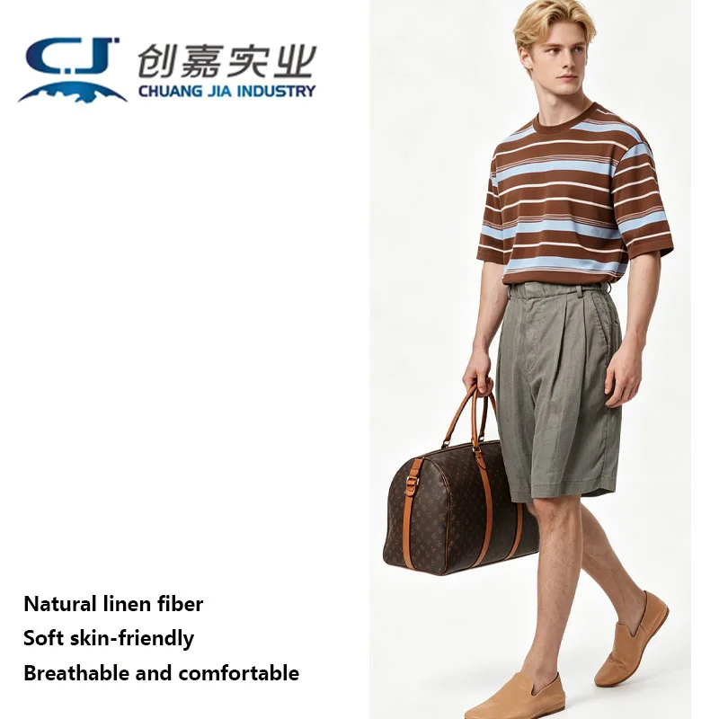 

High-end Linen Spring Summer Men's Fifth Pants Black Simple Men's Cool Comfort Plus Size 5XL Fat 150KG Loose Casual Clothing