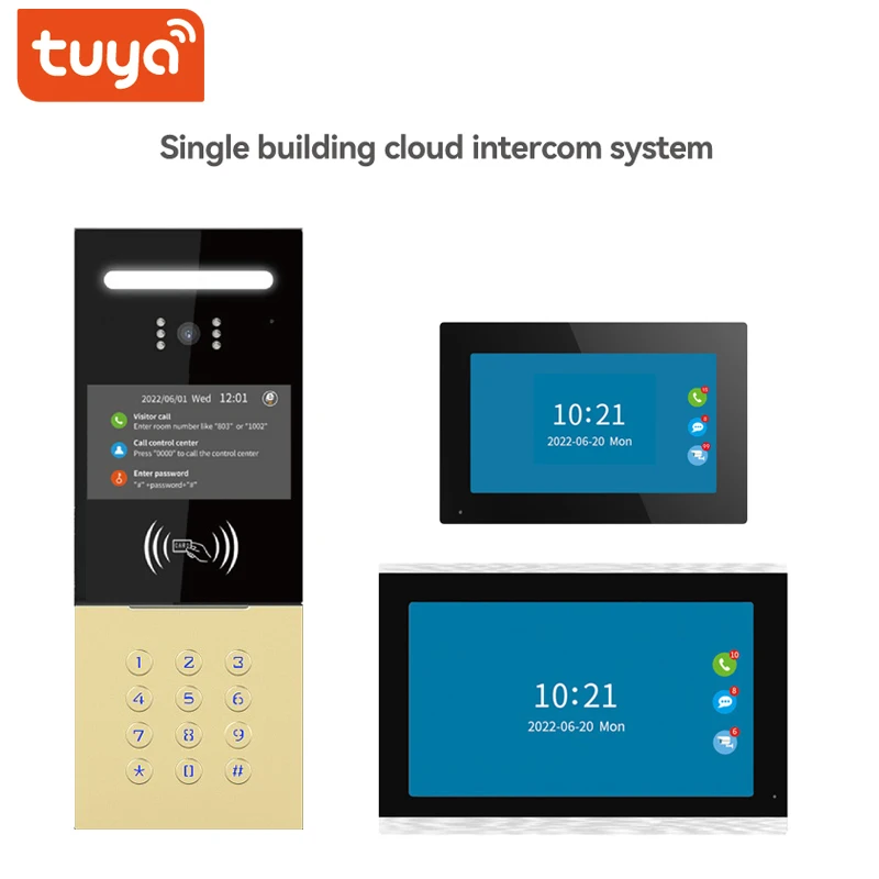 

7Inch IPS Screen Tuya APP Wire WIFI IP Doorbell Rifd Card Access Control Video Door Phone Intercom Visual Doorviewer