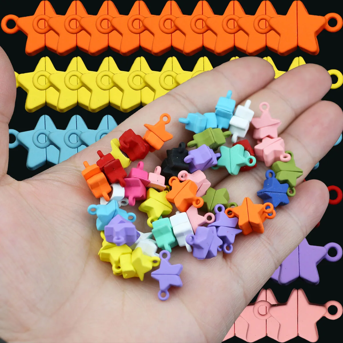 Star Shape Baking Paint Magnetic Clasp Buckle Connector Beads Charms For Jewelry Bracelet Making DIY Accessories 5/10/20pairs