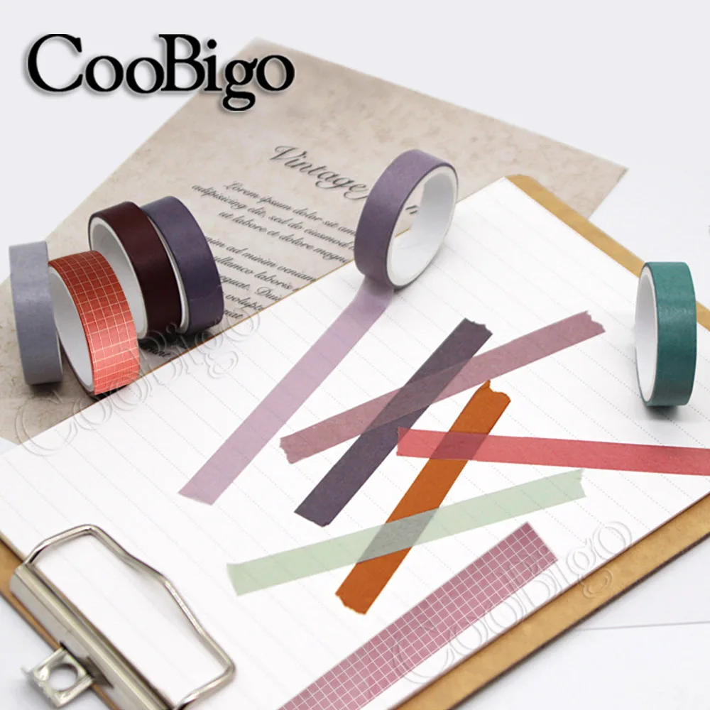 Eenvoudige Washi Tape Set Bosgroen Masking Sticker voor Journal Notebook Scrapbook Decor Briefpapier Raster Effen Kleur 8 Rolls/Lot